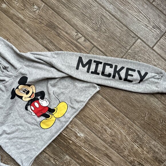 2/$18 SALE! Disney Hoodie Cropped Sweatshirt M Mickey Mouse Spellout Varsity - Picture 5 of 8